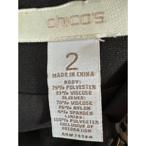 Chicos Open-Front Black Tweed Jacket Sz 2 - Picture 3 of 16